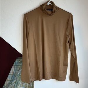 Susan Graver Liquid Knit Tan Mock Turtleneck Top M‎ NWOT